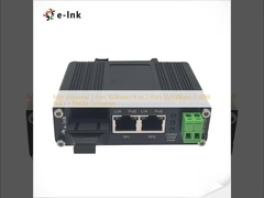 Mini Endüstriyel 1-Port 100Base-FX'den 2-Port 10/100Base-T'ye 60W PoE++ Medya Dönüştürücüsü