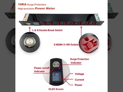 19 inç 1U 8 Port Metered PDU OLED ekranlı yerleşik güç ölçer