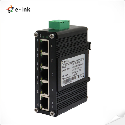 Mini Endüstriyel Ethernet Anahtarı 1 Bağlantı Noktalı Uplink ile 4 Bağlantı Noktalı Gigabit 802.3at PoE
