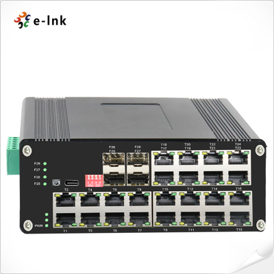 Din Rail Managed Switch 24 Port 10/100/1000T 802.3at PoE'ye 4-Port 1000X Gigabit SFP toptan