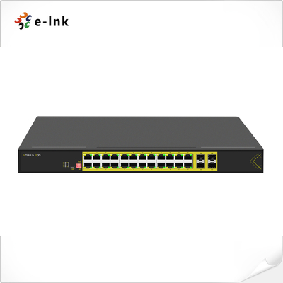 L2 Yönetilen 1U Rack montu 24 Port 10/100/1000T 802.3at PoE Değiştiricisi 4 Port 1000X Gigabit SFP Fiber