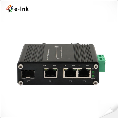 Mini Endüstriyel 3-Port 802.3at PoE + 1-Port SFP Ethernet Anahtarı, 12~48V DC Giriş ve Voltaj Yükseltici ile