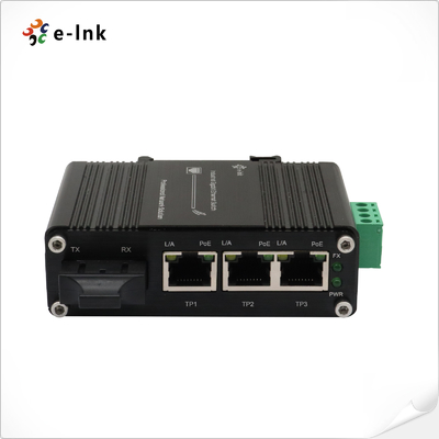 Mini Endüstriyel 3-Port 10/100/1000T 802.3at PoE + 1-Port 1000X SC Ethernet Switch 12 ~ 48VDC Giriş ve Voltaj Güçlendirici ile