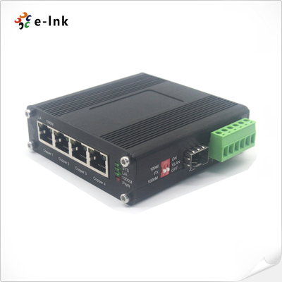Endüstriyel 4 portlu 10/100/1000Base-T + 1 portlu 100/1000Base-X SFP Ethernet Değiştiricisi 110~230VAC Giriş
