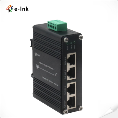 12~48VDC Güç Girişi Endüstriyel 2 Portlu Gigabit PoE+ Enjektör