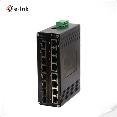 Endüstriyel L2+ 8-Port 10/100/1000T 802.3at PoE + 8-Port 1000X SFP Yönetilen Ethernet Değiştiricisi