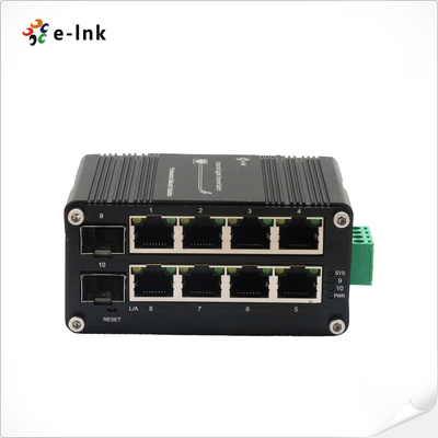 Mini Endüstriyel Yönetilen 8 Portlu 10/100/1000T + 2 Portlu 100/1000X SFP Ethernet Değiştirici