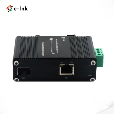 Mini Endüstriyel 1-Port 100/1000X SFP To 1-Port 10/100/1000T 60W PoE++ Medya Dönüştürücüsü
