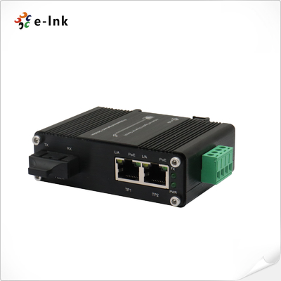 Mini Endüstriyel 1-Port 1000X'den 2-Port 10/100/1000Base-T 60W PoE++ Medya Dönüştürücüsü