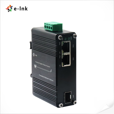 Mini Endüstriyel 1-Port 100/1000X SFP'ye 2-Port 10/100/1000T 30W PoE+ Medya Dönüştürücüsü