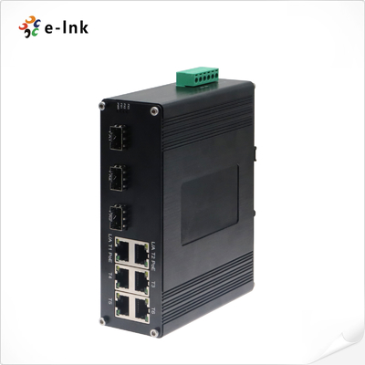 Endüstriyel 6 portlu 10/100T 802.3af/at PoE + 3 portlu 100BASE-FX Ethernet Switch