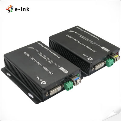 DVI + 1Ch İki Yönlü Stereo Ses + 1Ch RS232 Fiber Optic Extender üzerinden