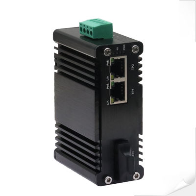 Mini Endüstriyel 1-Port 1000X'den 2-Port 10/100/1000X 30W PoE+ Medya Dönüştürücüsü