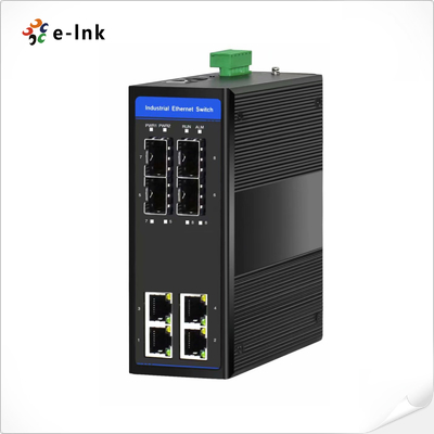 Endüstriyel 4 bağlantı noktalı 10/100/1000T 802.3at PoE + 4 bağlantı noktalı 100/1000X SFP Yönetilen Ethernet Anahtarı