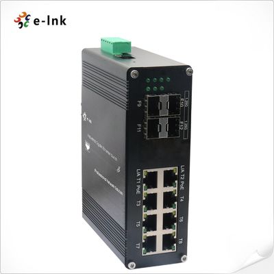 Endüstriyel L2+ 8-Port 10/100/1000T 802.3at PoE + 4-Port 1000X SFP Yönetilen Ethernet Değiştirici