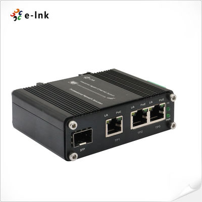 Mini Endüstriyel 3-Port 10/100/1000T 802.3at PoE + 1-Port 100/1000X SFP Ethernet Anahtarı, 12~48VDC Giriş ve Voltaj Yükseltici ile
