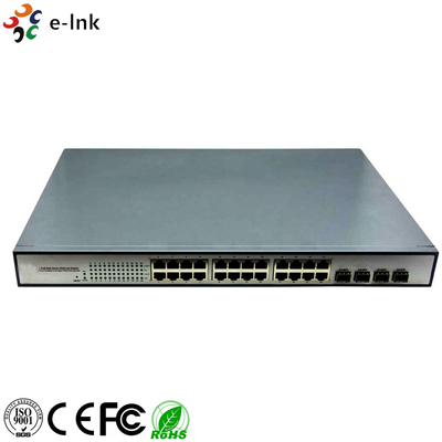 10/100/1000Mbps PoE-PSE Fiberden Bakıra Ethernet Anahtarı: 4 SFP + 24 PoE