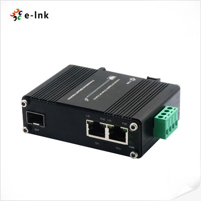 Mini Endüstriyel 1-Port 100/1000X SFP to 2-Port 10/100/1000T 90W PoE++ Medya Değiştiricisi IEEE802.3af/at PoE+(30W) veya IEEE802.3bt PoE++ (90W) Destekler