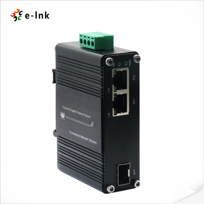 Mini Endüstriyel 1-Port 100/1000X SFP - 2-Port 10/100/1000T Ethernet Medya Dönüştürücü Tam/Yarım çift yönlü, Otomatik müzakereyi destekler