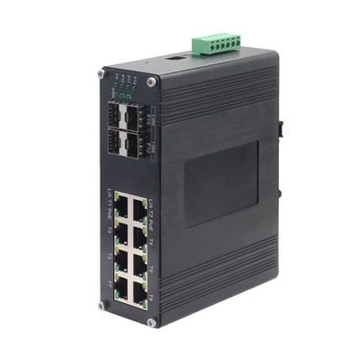 Endüstriyel 8-Port 10/100/1000T 802.3at PoE + 4-Port 1000X SFP Yönetilen Ethernet Değiştiricisi