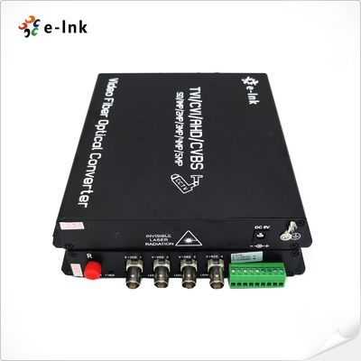 4Ch 5MP HD-Video 4-in-1 Video Fiber Converter, işlevsel modunu bilgilendirmek için LED göstergelerinden geçer
