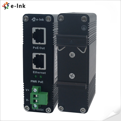 DIN Rail Industrial 802.3at 30W Gigabit PoE Enjektor Adaptörü 12~48V DC Güç Booster fabrika fiyatı